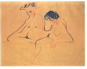 Two Female Nudes — Ernst Ludwig Kirchner, Expressionism
