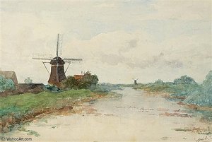 A View Of Windmill 'de Winkel' Near Abcoude — Paul Joseph Constantine Gabriel
