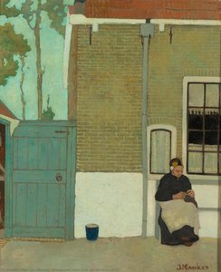 Vrouw voor haar huis, Jan Mankes, 1914