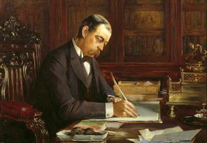 Lord Randolph Henry Spencer Churchill (1849–1895), Seated at His Desk