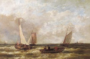 Sailing Boats On A River Estuary — Abraham Hulk Senior