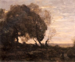 Arbres Tordus Sur Une Crete — Jean-baptiste-camille Corot, Romantic Landscape