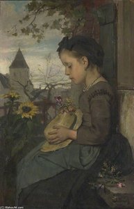 A Girl Seated Outside A House — Jacob Henricus Maris