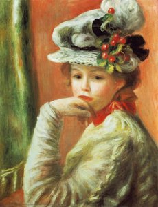 Young Girl In A White Hat — Pierre-auguste Renoir, Impressionism