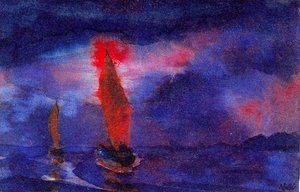 Blue Sea (two Brown Sails) — Emile Nolde