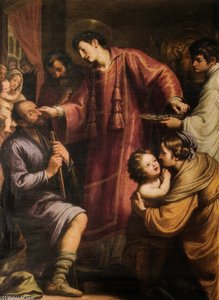 San Lorenzo Che Distribuisce I Beni Della Chiesa Ai Poveri E Risana Un Cieco