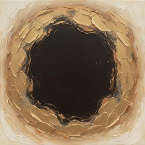Eclipse Eterno De Ocre Dorado Dentro De Un Monumental Vacío De Obsidiana — Laurent Roche