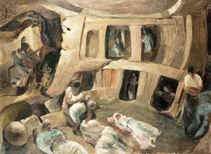 Malta, The Hypogeum People Of Paula Sheltering During A Raid — Leslie Cole