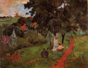 Martinique Landscape (also Known As Comings And Goings) — Eugène Henri Paul Gauguin, Post-impressionism