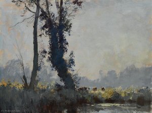 Trees And Cattle Near Barton Mills — Edward Seago