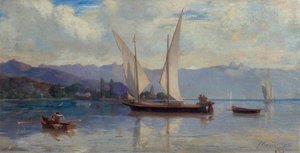 Lake Geneva With Sailing Boats — Francois Bocion