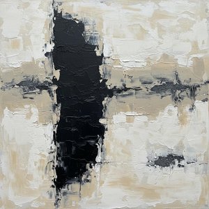 Monolithische Schatten In Creme Und Obsidian: Eine Singuläre Studie Texturierter Melancholie — David Moreau, Gips- & Texturkunst