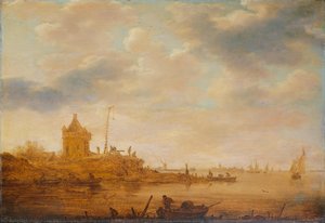 River View With Sentry Post, Jan Van Goyen, 1644 — Jan Josephszoon Van Goyen, Dutch Golden Age