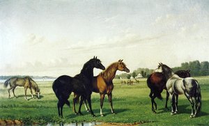 Horses In A Pasture — William Aiken Walker