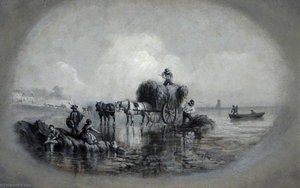 Gathering Vraic With Horse And Cart, Jersey — Philip John Ouless