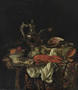 Still life with a silver pitcher (1660-1665) (102.5 x 88) (Rotterdam, Museum Boijmans)