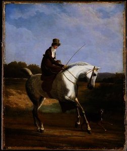 Miss Cazenove On A Grey Hunter, A Dog Running — Jacques Laurent Agasse