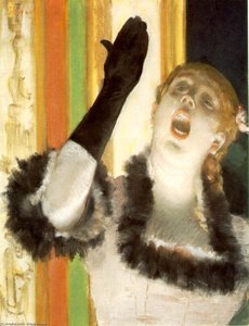 Sängerin Mit Handschuh, Ca. Pastell Und Flüssiges Medium — Hilaire-germain-edgar Degas