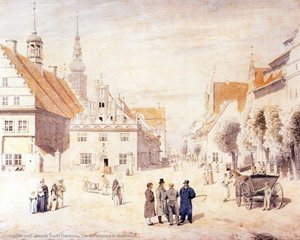 The Marketplace In Greifswald — Caspar David Friedrich, Romanticism