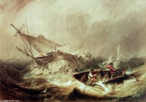 Rowing To Rescue Shipwrecked Sailors Off The Northumberland Coast — John Wilson Carmichael, Romanticism