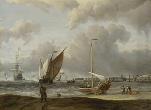Fishing Boats In A Storm Off The Dutch Coast At Den Helder — Abraham Storck (sturckenburch)