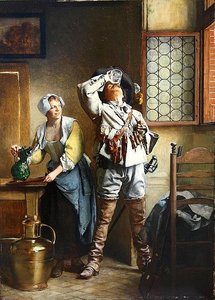 A Cavalier And Serving Wench In A Tavern Interior — Eduard Charlemont