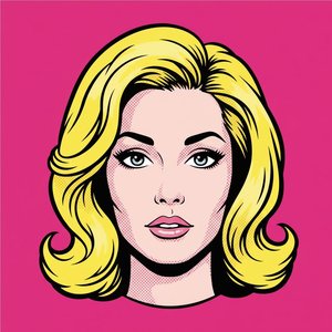 Eternal Radiance In Magenta: A Monumental Pop Art Portrait Of Serene Symmetry — Laurent Charpentier, Pop Art