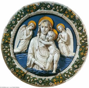 Madonna And Child Between Two Angels — Luca Della Robbia, Renaissance
