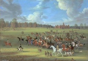 Coursers Taking The Field At Hatfield Park, Hertfordshire, The Seat Of The Marquess Of Salisbury — James Pollard