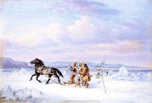 Huntsmen In Horsedrawn Sleigh — Cornelius David Krieghoff