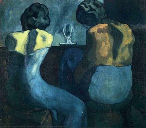 Zwei Frauen Sitzen An Einer Bar — Pablo Picasso, Cubist Expression