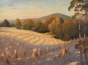 Corn Stooks, Possibly Crooksbury Hill — William Herbert Allen