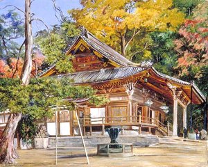 The Hottomi Temple At Kioto, Japan — Marianne North, Naturalism