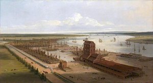 The Mast House And Brunswick Dock At Blackwall — Thomas And William Daniell