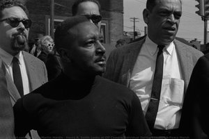 Henry R. Smith Looks at Off Camera Individual During Pittsburgh Peace March