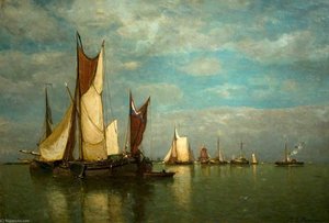 A Calm On The Kel Near Dordrecht — Paul Jean Clays