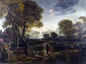 An Evening View Near A Village — Aert Van Der Neer