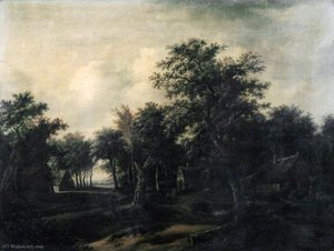 Forest Scene, Cottage And Figures — Jan Jansz Wijnants, Dutch Golden Age