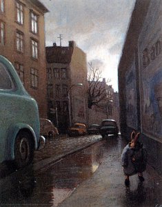 Rabbit On A Rainy Street — Michael Sowa