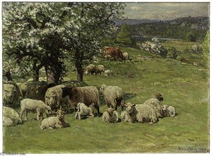 Sheep And Cattle With Apple Trees — John Joseph Enneking