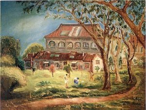 English Student Dorm Of Changrong Girls' High School Chen Cheng Po 1941 Canvas Oil Painting 91×116.5 Cm 中文 長榮女中學生宿舍 陳澄波 1941 畫布‧油彩 91×116.5 Cm。 — Chen Cheng Po
