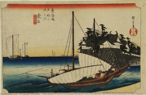 Die Sieben-Ri-Fährüberfahrt, Kuwana, aus der Serie Die dreiundfünfzig Stationen des Tokaido (Hoeido-Edition)