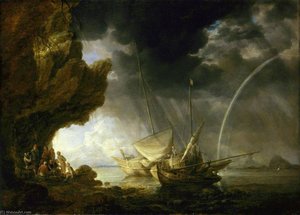 Seascape With Sailors Sheltering From A Rain Storm — Bonaventura I Peeters