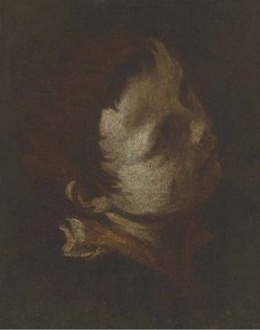 Head of young boy, looking up and to the right