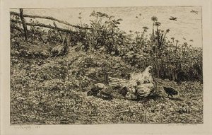 The Hen And Her Chicks — Charles-françois Daubigny