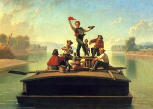 The Jolly Flatboatmen (2nd Version) — George Caleb Bingham