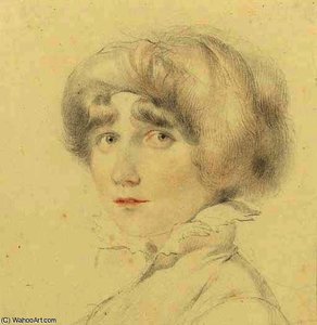 Portrait Of Miss Barnard, Bust-length, In A Feather-trimmed Hat — George Henry Harlow