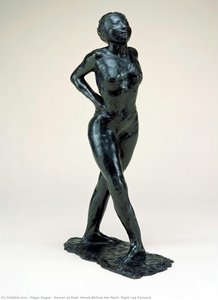 Dancer At Rest, Hands Behind Her Back, Right Leg Forward — Edgar Degas, Realist Sculpture