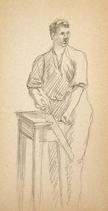 Man Sawing Table — John Ottis Adams