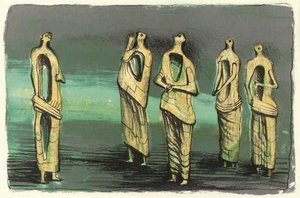 Upper Half Of Standing Figures Diptych — Henry Moore